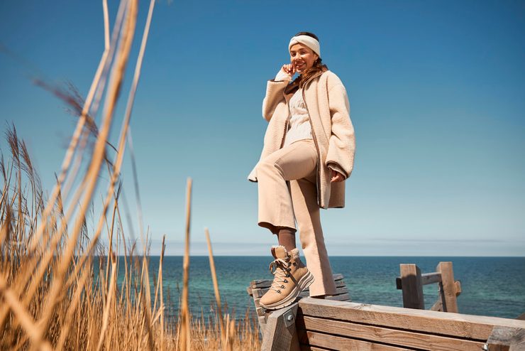 Rieker členková obuv s membránou na platforme béžová 48034-20