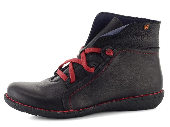 Jungla členkové topánky s červeným štepom a šnúrkami Negro 5217