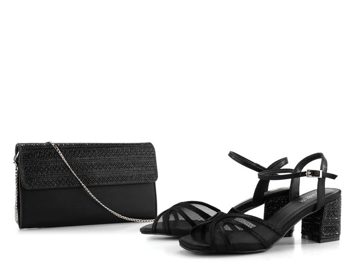 Menbur společenské sandály se zdobeným podpatkem Negro 25796