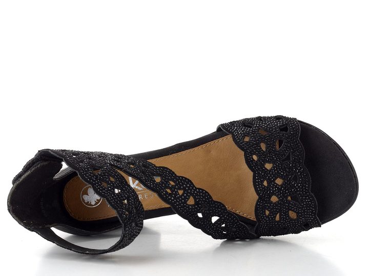 Rieker černé sandály na podpatku 64657-00