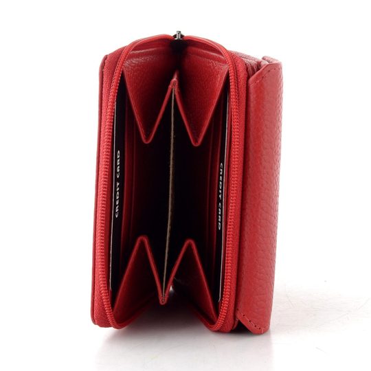 Dámská kožená peněženka se zipovou kapsou red LG003
