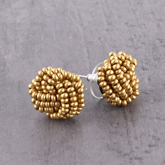 Náušnice rokajl puzeta béžové