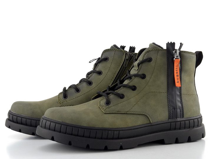 Bugatti šněrovací kotník se zipem zelený 325-AGA31-5500