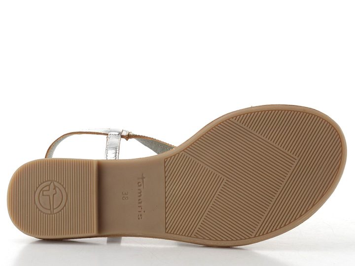 Tamaris metalické kožené sandály/žabky silver glam 1-28132-44