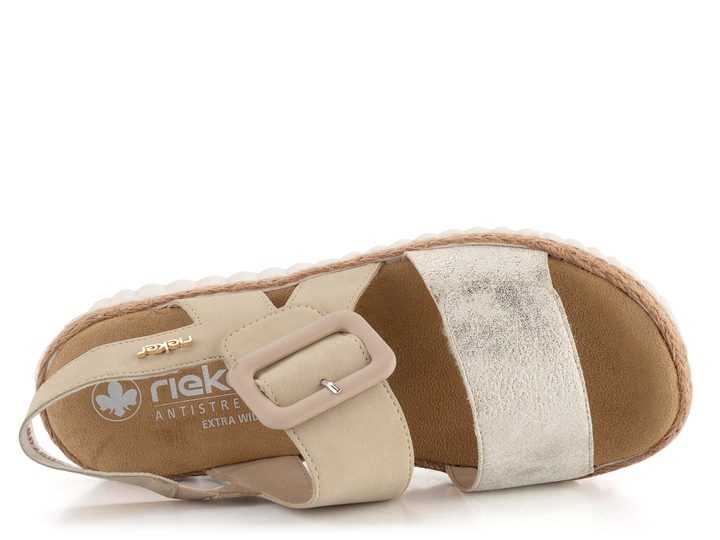 Rieker sandále na kline beige-gold/perle 69260-60