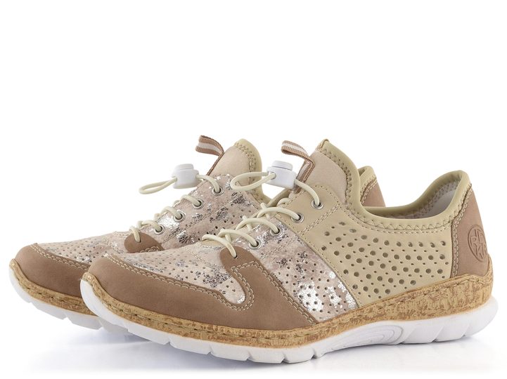 Rieker béžové perforované nazúvacie poltopánky N4255-60