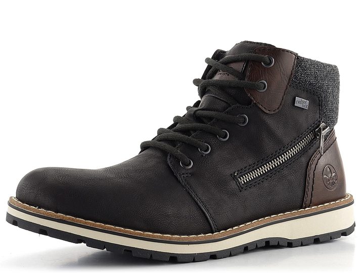Rieker pánska šnurovacia členková obuv s membránou čierno-šedá 38441-01