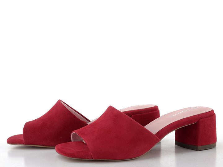 Tamaris kožené pantofle na podpatku red suede 1-27204-42