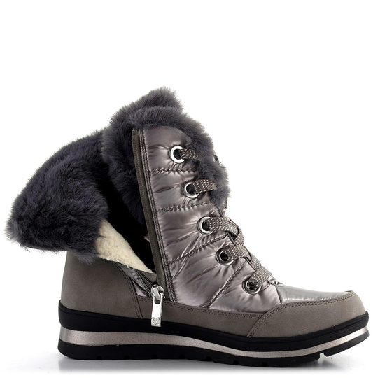 Caprice vyteplená šnurovacia členková obuv Taupe Comb 9-26226-41