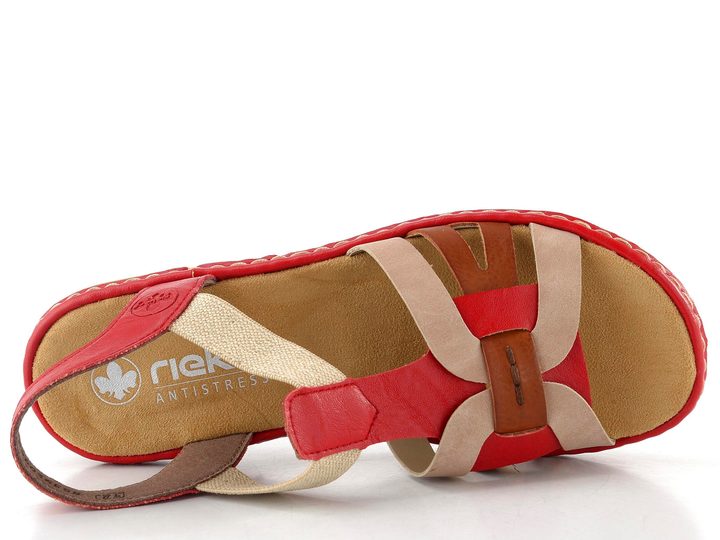 Rieker sandály s proplétanými pásky béžovo-červené 65918-33