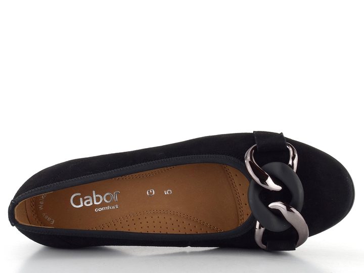 Gabor baleríny semišové čierne s retiazkou 62.625.47