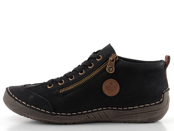 Rieker šněrovací kotník se zipem černý 52514-00