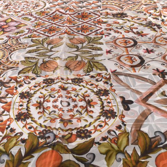 Fraas velký hedvábný šál okrový/barevný mozaika 622010-875