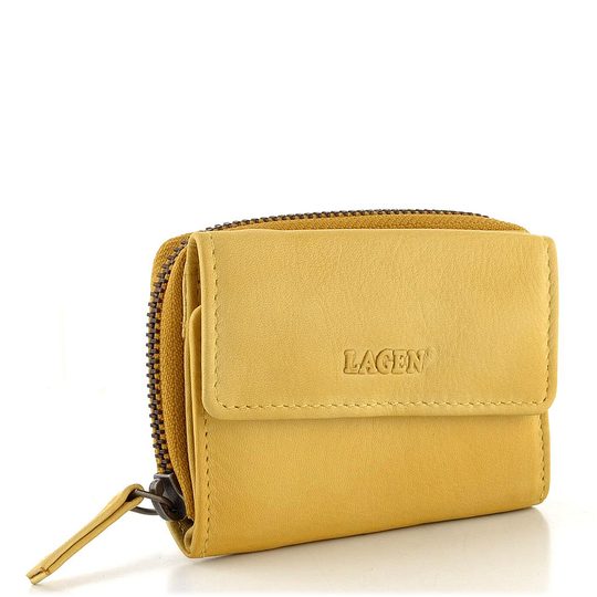 Kožená peněženka se šikmou kapsou žlutá HB-10/18
