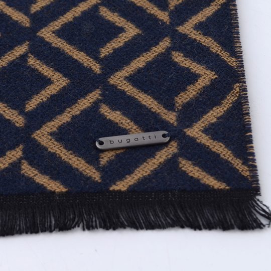 Bugatti oboustranný pánský šál s geometrickým vzorem tmavě modrý 630328-590