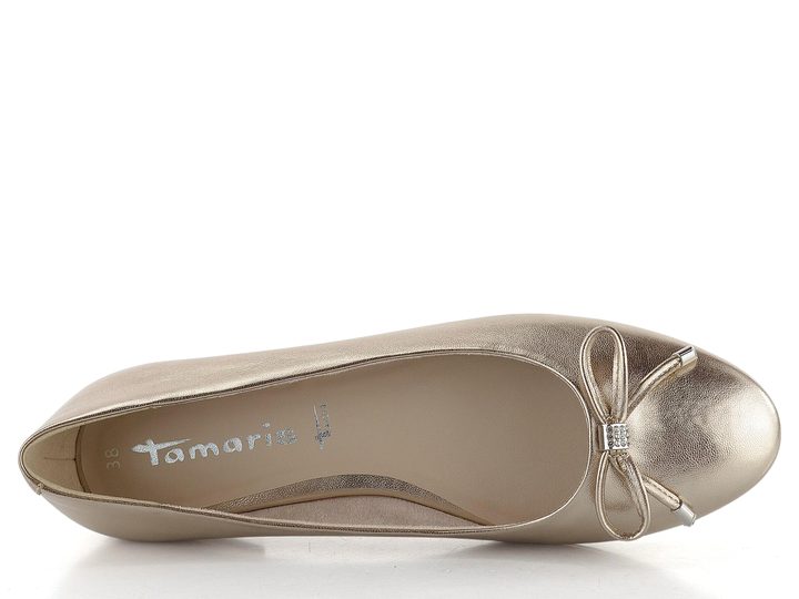 Tamaris baleríny s mašličkou Light Gold 1-22105-44