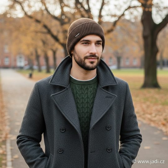 Bugatti oboustranná pánská pletená čepice tmavě hnědá/světle hnědá 629313-870