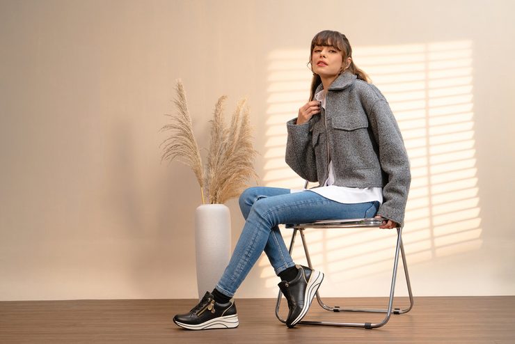 Remonte tenisky na klínku černé D0T03-01