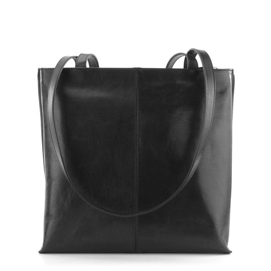 Elega kožená kabelka zipová černá 67905