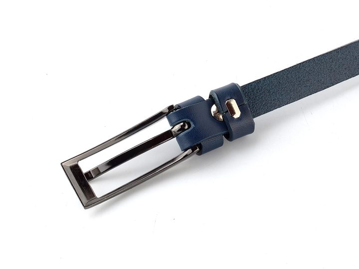 Dámský kožený opasek úzký tmavě modrý 15-1-56