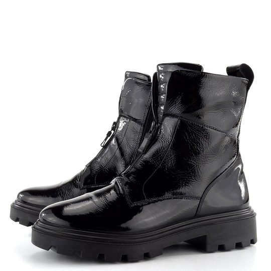 Ara dámský lakovaný kotník se středovým zipem Manchester Schwarz 12-59106-10