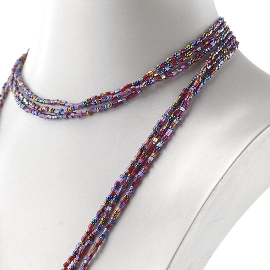 Náhrdelník rokajl dlouhý s uzlem fialový