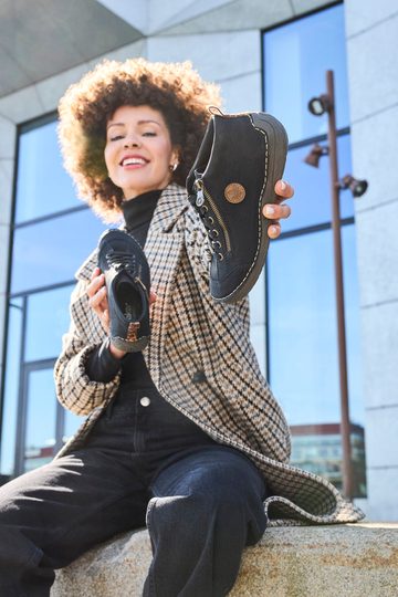 Rieker šněrovací kotník se zipem černý 52514-00