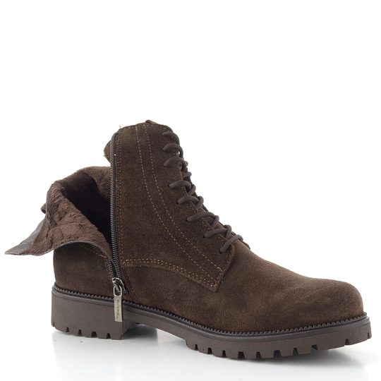 Tamaris kožený šněrovací kotník mocca suede 1-25402-43