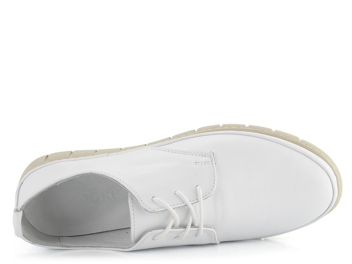 Looke hladké šněrovací polobotky Brucie White L0992_03
