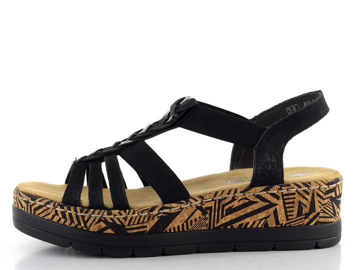 Rieker sandále na platforme čierne V3902-00