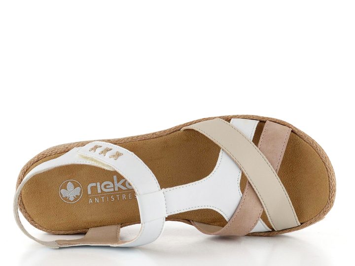Rieker sandály na platformě Altrosa/Perle/Weiss V0919-80