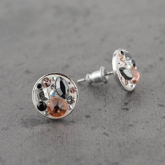 Náušnice Swarovski Elements kombinované Jet Peach