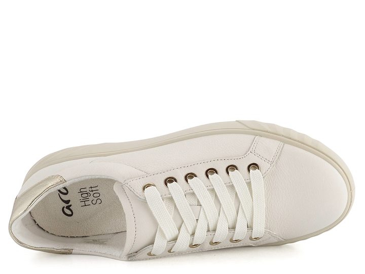 Ara širšie poltopánky na platforme Monaco Cream/Platin 12-46523-17