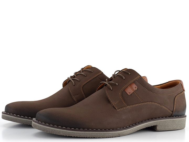 Barton hnědé nubukové polobotky s kontrastním štepem 0702