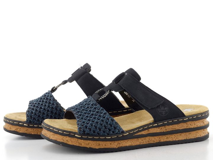 Rieker pantofle na klínu tmavě modré 62943-14