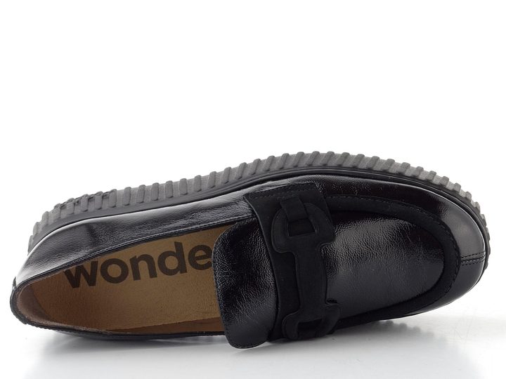 Wonders lakované mokasíny na platformě negro A-5203