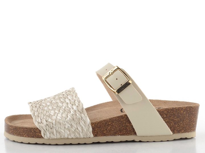 BIO Life fuzbetové pantofle na klínku béžové/lýko 2453.28 Peggy/879