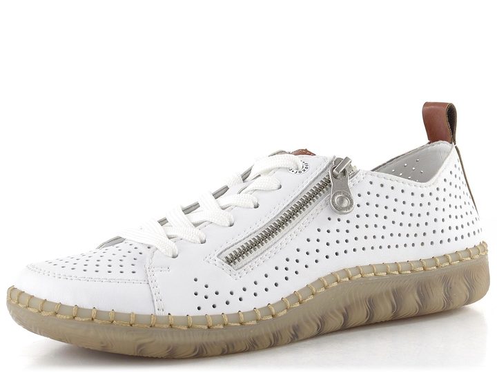 Rieker perforované šněrovací polobotky bílé N2405-80