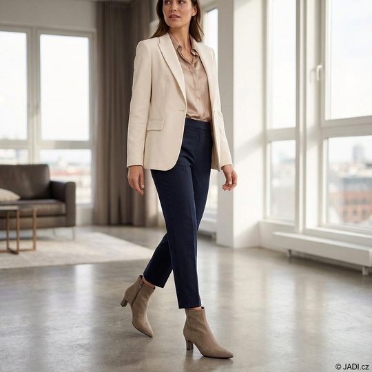 Tamaris elegantní textilní kotník na podpatku taupe 1-25383-47