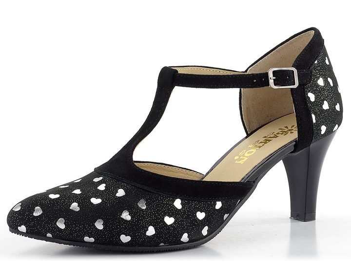 Barton čierne lodičky so striebornou potlačou