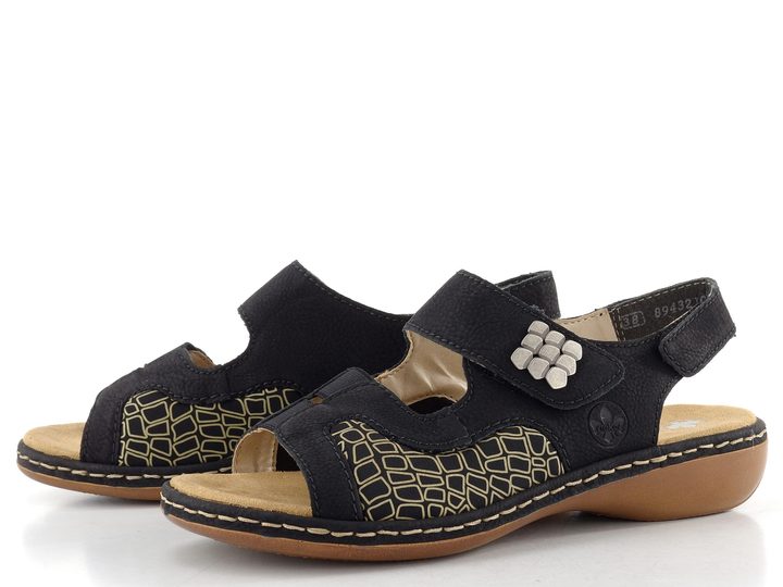 Rieker čierne sandále so strečom 65989-01