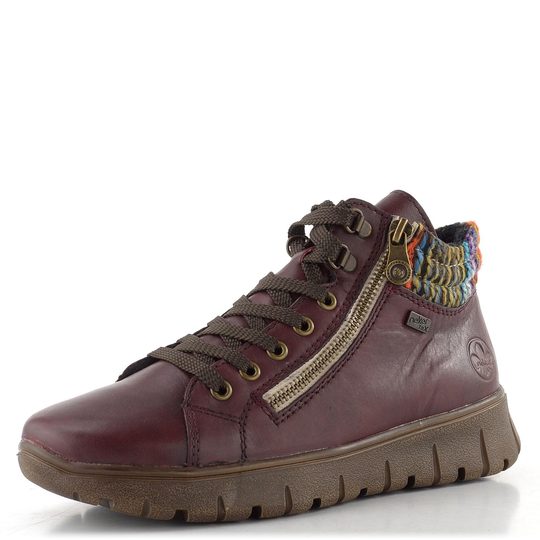 Rieker šněrovací kotník s membránou vino/orange-multi N1305-35