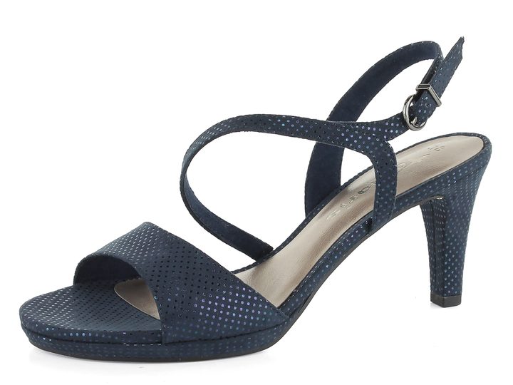 Tamaris sandály na podpatku modré puntíkované 1-28318-22