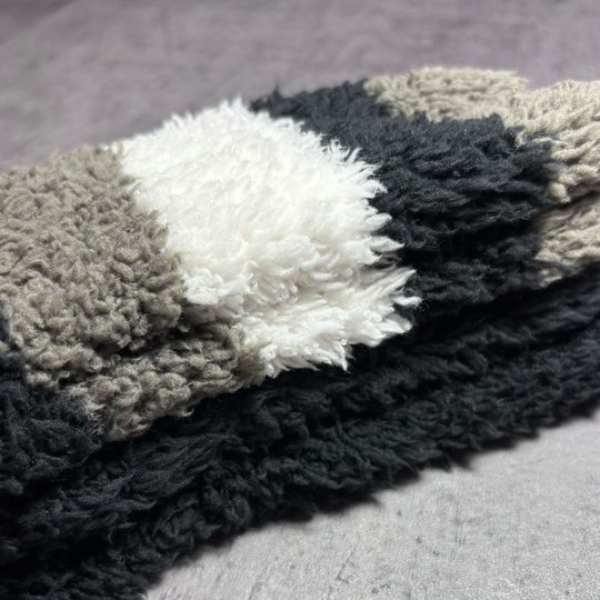 Dámské hebké žinylkové domácí ponožky 2 páry černá/pruh