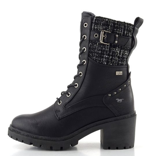 Mustang šněrovací kotník na podpatku black 15M0122005