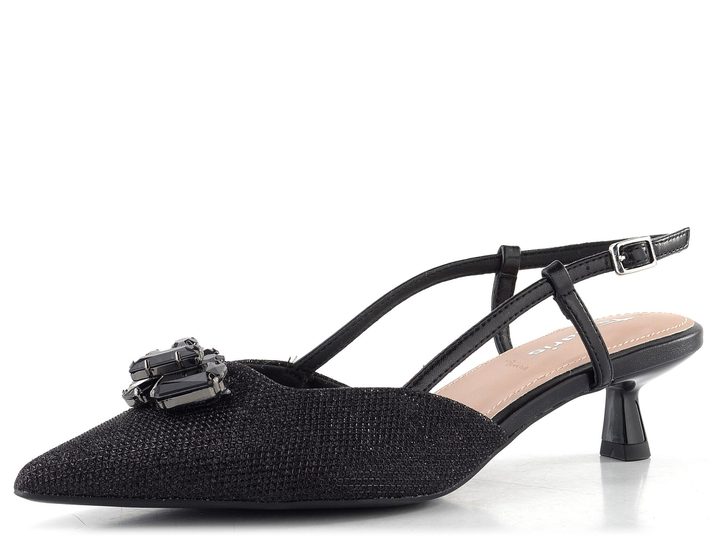 Tamaris lodičky s volnou patou black glam 1-29512-46