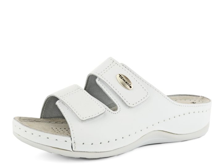 Tamaris pantofle bílé White Leather
