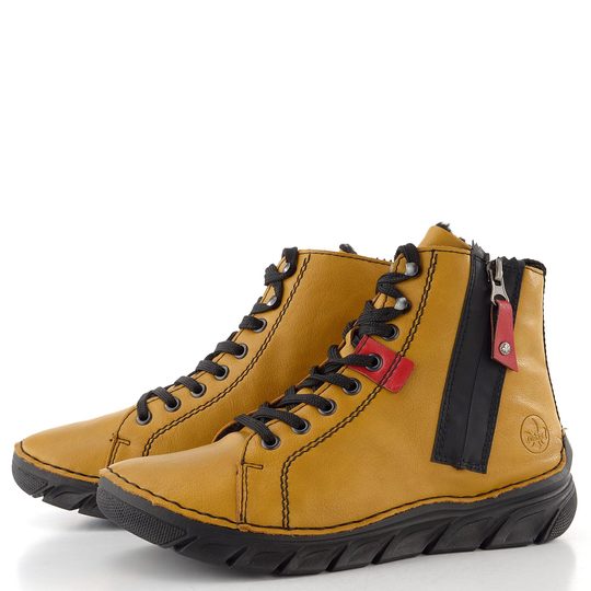 Rieker šněrovací kotník se zipem žlutý 55024-68