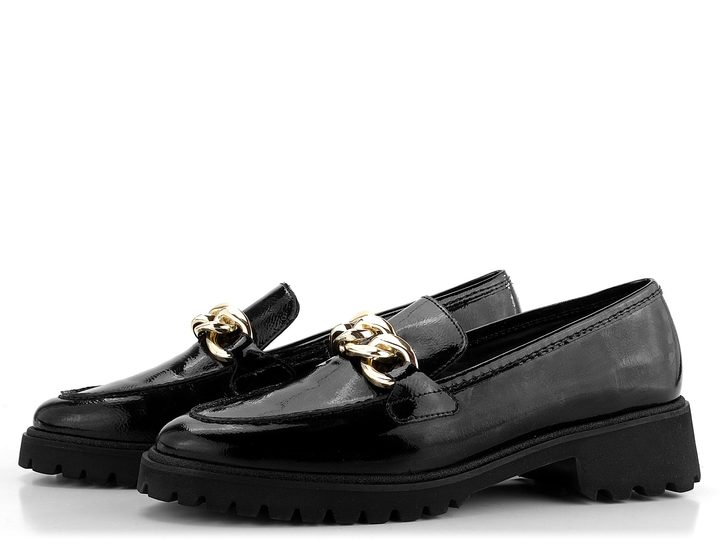 Ara kožené mokasíny lakované černé Kent 12-31209-11