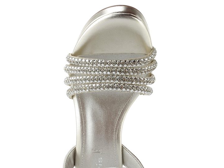 Tamaris metalické sandály na podpatku Platinum 1-28390-46